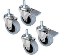 Emuca - Pack of 4 Grey Swivel castors for 50mm with M8x15 bolt,
