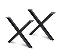 Emuca Pair Of Cross Table Legs Pair, Width 695mm, Steel, Black Painted