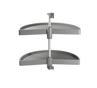 Emuca - Set of swivel trays for kitchen corner unit, 1/2 carousel of Ø650mm (25,6 inch) for 800mm (31,4 inch) blind corner, grey