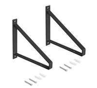 Emuca - Pair of Straight Wood Shelf Supports with Triangular Shape, Steel, Black Painted