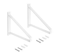 Emuca - Pair of Straight Wood Shelf Supports with Triangular Shape, Steel, White Painted
