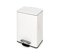 Emuca - Pedal-opening rectangular outdoor Recycle garbage can, 20L, White painted, Aluminium