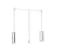 Emuca hanging, pull down wardrobe rail lift, adjustable width 450-600mm (17,7-23,6 inch), white colour, Steel and plastic