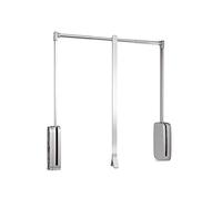Emuca - Pull Down Hanging Rail for Wardrobe, Pull Down Wardrobe Rail Lift, Adjustable Width 450-600mm, Chromed,7067011