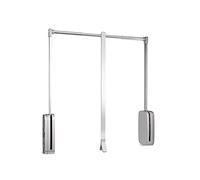 Emuca - Pull Down Hanging Rail for Wardrobe, Pull Down Wardrobe Rail Lift, Adjustable Width 450-600mm, Chromed,7067011
