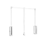 Emuca hanging, pull down wardrobe rail lift, adjustable width 600-830mm (23,6-32,6 inch), white colour, Steel and plastic