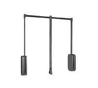 Emuca - Pull down hanging rail for wardrobe, pull down wardrobe rail lift, adjustable width 600-830mm (23,6-32,6 inch, titanium colour
