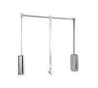 Emuca - Pull Down Hanging Rail for Wardrobe, Pull Down Wardrobe Rail Lift, Adjustable Width 830-1150mm (32,67-45,27 inch), Chromed