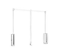 Emuca - Pull down hanging rail for wardrobe, pull down wardrobe rail lift, adjustable width 830-1150mm, white colour 7067215