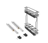 Emuca - Pull Out Bottle Rack with Soft closeTitaneMax, Side Mount, Soft Closing, Module 150 mm, Steel, Anthracite Grey