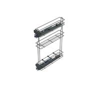 Emuca - Pull out bottle rack with soft closing, left side, 3 trays, height 800mm (31,4"), module 150mm (5,9"), Steel, Anthracite Grey