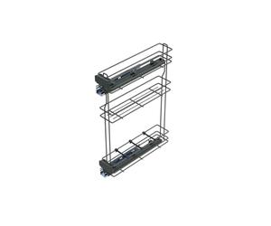 Emuca - Pull out bottle rack with soft closing, left side, 3 trays, height 800mm (31,4"), module 150mm (5,9"), Steel, Anthracite Grey