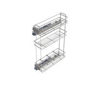Emuca - Pull out bottle rack with soft closing, left side, 3 trays, height 800mm (31,4"), module 200mm (7,8"), Steel, Chrome plated