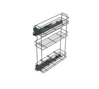 Emuca - Pull out bottle rack with soft closing, left side, 3 trays, height 800mm (31,4"), module 200mm (7,8"), Steel, Anthracite Grey