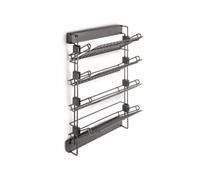 Emuca - Pull-out side shoe rack for closets and walk-in closets Quartz, Left, Steel, Titanium