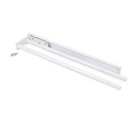 Emuca - Pull-Out Towel Rail with 2 arms, Kitchen or Bathroom Towel Rack from Aluminium with White Finish, 440mm (17,3 inch) Long