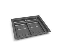 Emuca - Recycle base for kitchen drawer containers, 2 compartments, Base module 600mm (536x482mm), Anthracite grey plastic.