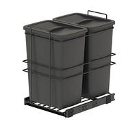 Emuca - Recycle bins for kitchen, 2 x 35 L, lower fixing and manual removal, Anthracite grey plastic