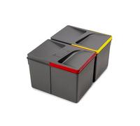 Emuca - Recycle Containers for kitchen drawers with odour-proof lid, H216mm, 2x12litres, Anthracite grey Plastic