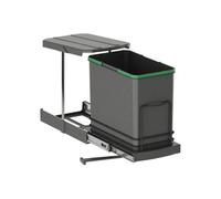 Emuca Recycle Recycling Bins For Kitchen, 24 L, Lower Fixing And Manual/automatic Removal, Anthracite Grey Plastic