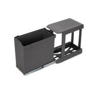 Emuca Recycling Bins For Kitchen, 1 X 30L, Lower Fixing And Automatic Removal, Steel And Plastic, Anthracite Grey