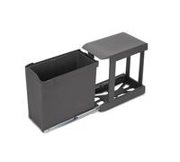 Emuca - Recycling bins for kitchen, 1 x 30L, lower fixing and automatic removal, Steel and Plastic, Anthracite grey