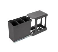 Emuca Recycling Bins For Kitchen, 3 X 10L, Lower Fixing And Automatic Removal, Steel And Plastic, Anthracite Grey