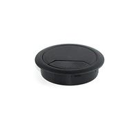 Emuca - Round Built-in Ø3,14 inch (Ø80mm) Grommets for Table/Desk/worktop, Plastic, Black, Set of 4