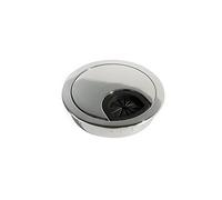 Emuca - Round built-in metal grommet for table/desk/worktop, Ø60mm, Bright chrome