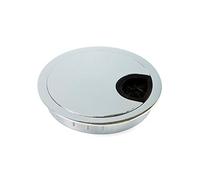 Emuca Round built-in metal grommet for table/desk/worktop, Ø80mm, Bright chrome