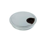 Emuca Round built-in metal grommet for table/desk/worktop, Ø80mm, Matt chrome