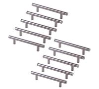 Emuca Set of 10 furniture handles, Ø12mm, 128mm hole centres, satin nickel steel