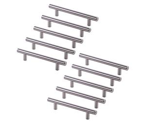 Emuca Set of 10 furniture handles, Ø12mm, 192mm hole centres, satin nickel steel