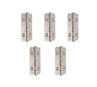 Emuca - Set of 5 Security Door Hinges, 150x80mm (5,9x3,14 inch), Anti-Leverage Hinges with Round Edges, Without Trim, Steel, Satin Nickel