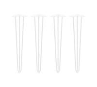 Emuca - Set of four Hairpin table legs with 2 rods, height 710 mm (27,9 inch), Painted white, Steel