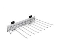 Emuca - Side-mounted pull-out trouser rack for wardrobe, left mounting, steel and plastic, chrome finish.
