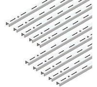 Emuca - Single Slot Wall Rail (Grid Dimension: 50mm), Profile for Shelf Brackets, White, L 1000mm, Set of 10 Pieces