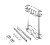 Emuca - Sliding pull out bottle rack for kitchen base unit, side mounting, 150mm, Chrome plated, Steel