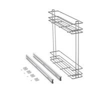 Emuca - Sliding pull out bottle rack for kitchen base unit, side mounting, 150mm, Chrome plated, Steel