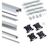 Emuca - Sliding System for Wardrobe, 2 Sliding Doors with Vall Profiles, Thickness 19 mm (0,75 inch), Soft Closing, Boards not Included, Matte Anodized