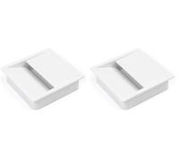 Emuca - Square 85x85mm (3,34x3,34 inch) Grommet for embedding in Desk or worktop, Wire Organiser for Furniture, White Plastic (Pack of 2)