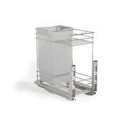 Emuca - Supra pull-out rack with baskets and bread basket for lower fixing with soft closing, for kitchen modules 300mm, Steel, Chrome plated