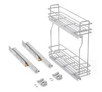 Emuca 8381111 SupraMax Pull Out Bottle Rack with Soft Close, 200mm, Chrome Plated, Steel