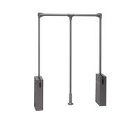 Emuca - Sway pull-down wardrobe rail lift, 600-830mm, Steel, Aluminium and Plastic, Titanium painted