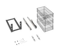 Emuca - Titane Pull-out rack for lower fixing with soft closing, for kitchen modules 300mm, Steel, Anthracite grey