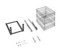 Emuca - Titane Pull-out rack for lower fixing with soft closing, for kitchen modules 400mm, Steel, Anthracite grey