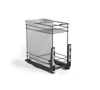 Emuca - Titane pull-out rack with baskets and bread basket for lower fixing with soft closing, for kitchen modules 300mm, Steel, Anthracite grey
