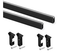Emuca - Wardrobe hanging rail kit, 750 mm (29,5 inch), Black painted, Aluminium and Plastic, Pack of 2