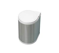 Emuca - Waste bin for cabinet door, recycling bin, 13 L bin with automatic opening lid and fastening to door, plastic, stainless steel coating