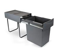 Emuca - Waste container with lower fixing for kitchen, removable recycling bin, 1x20 L, steel and plastic, anthracite grey.